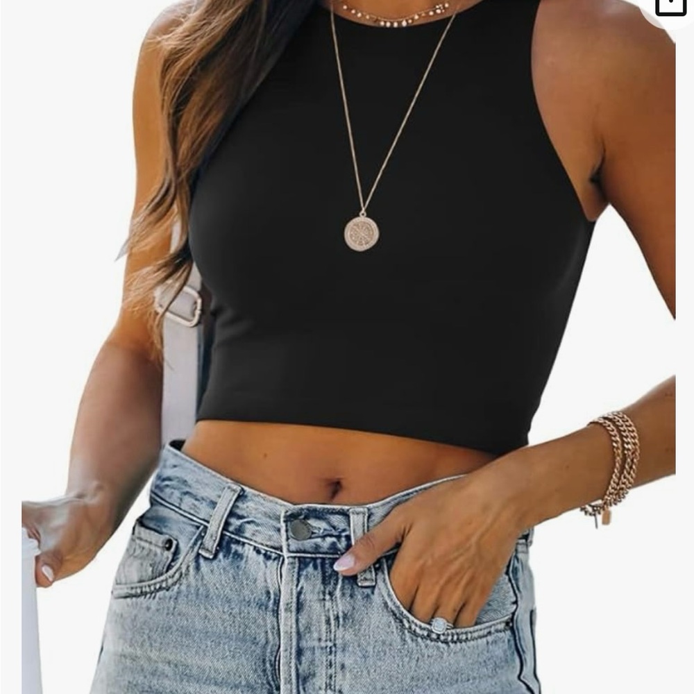 NWT Efan Women’s Sexy Sleeveless High Neck Crop Tops Workout size 2XLColorBlack